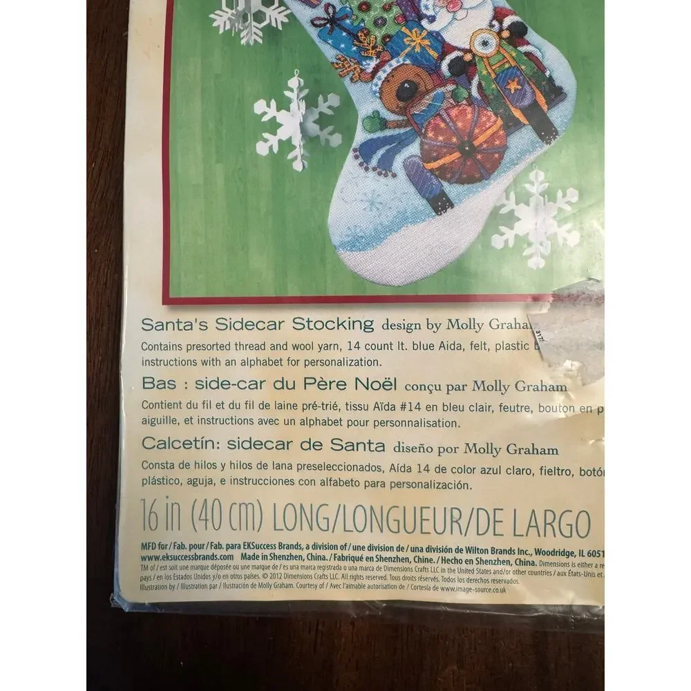Dimensions Santa's Sidecar stocking counted cross stitch kit NIP